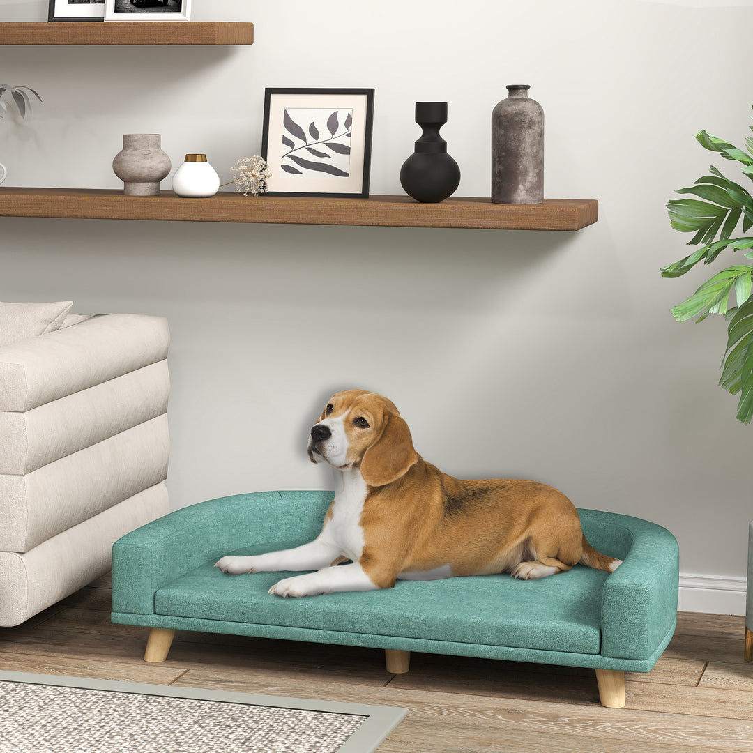Hundeseng hundesofa kæledyrssofa, eukolyptustræ, 98 x 67 x 25 cm, grøn