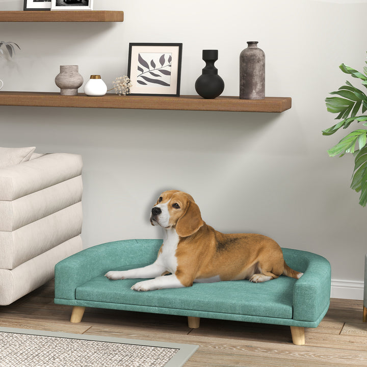 Hundeseng hundesofa kæledyrssofa, eukolyptustræ, 98 x 67 x 25 cm, grøn