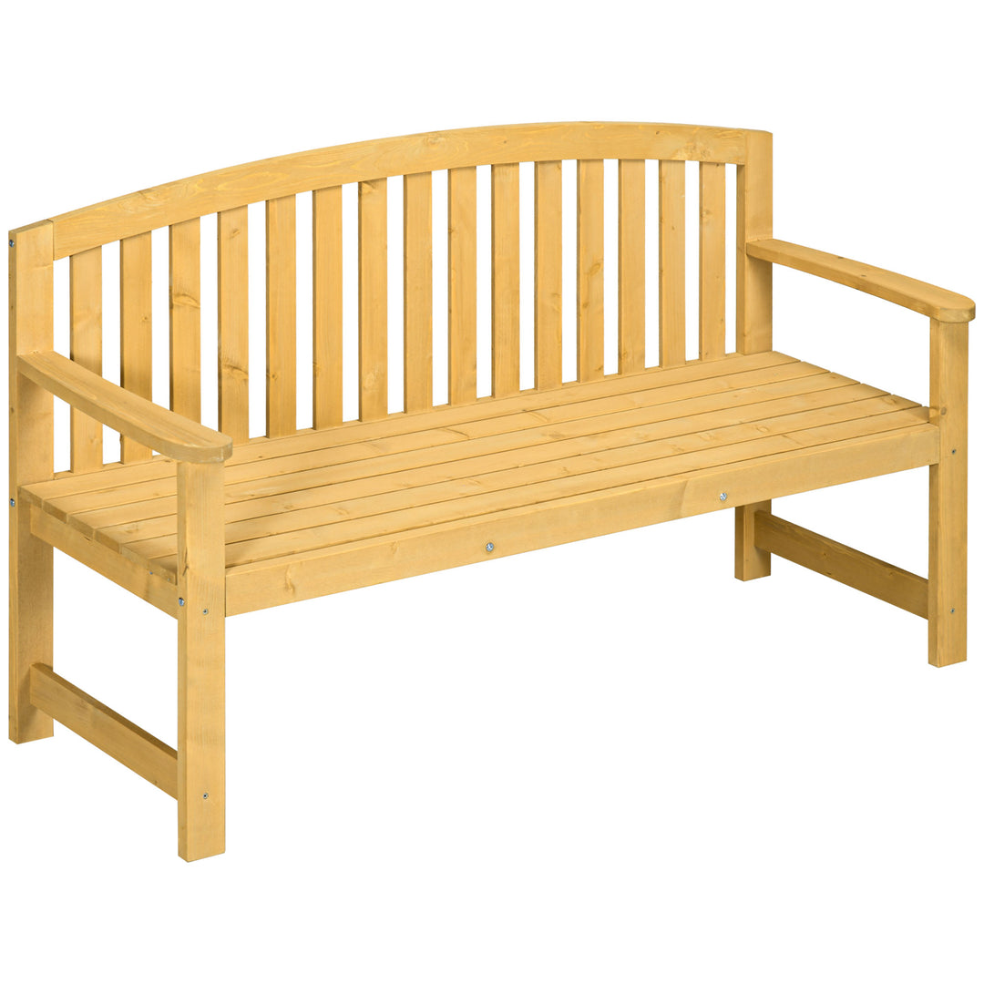 2-personers havebænk i træ, vejrbestandig, havemøbler med ryglæn, 240 kg lasteevne, 140 x 50 x 85 cm, orange