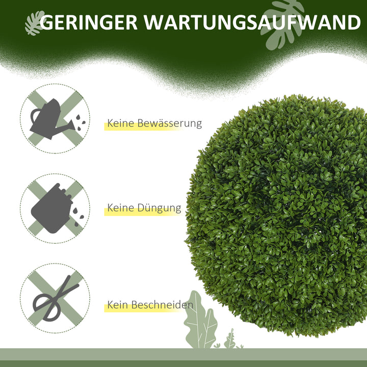 Sæt med 2 buksbomkugler, kunstige planter, stueplanter med UV-beskyttelse, dekorative planter, til indendørs og udendørs brug, grøn