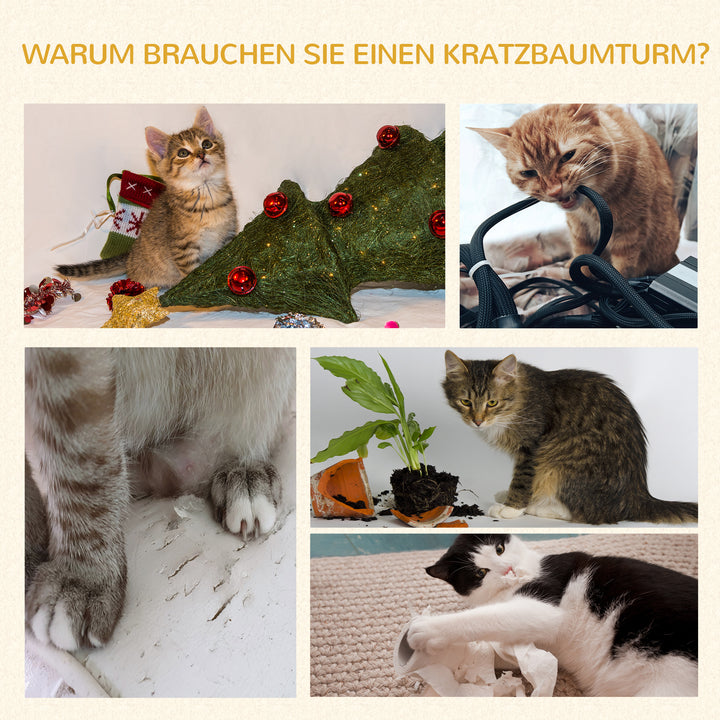 Kradsetræ til katte, legetårn til katte, klatretræ til katte, kradsetræ til hængekøje, grå l40 x b40 x h132 cm