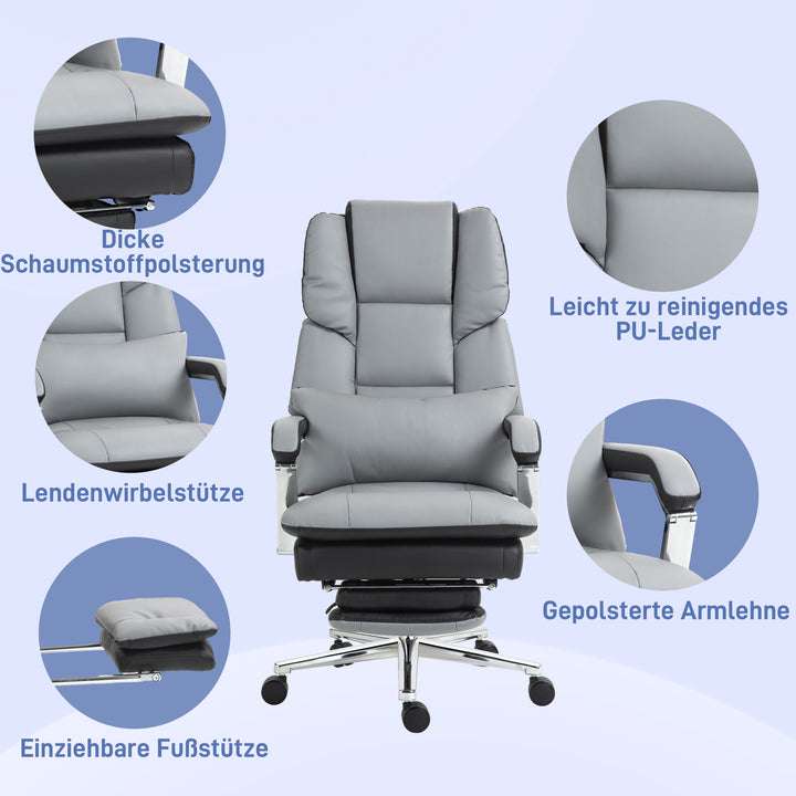 Kontorstol, ergonomisk, justerbar, 63x71x123-129cm, lysegrå/sort