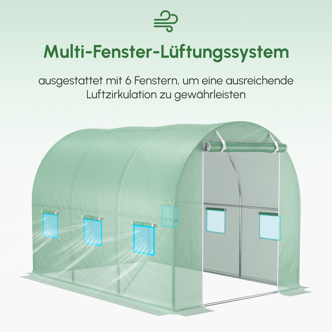 Drivhusfilm, 3 x 2 x 2 m, vandtæt havepresenning med uv-beskyttelse, plastfilm, overdækning til drivhus, polytunnel, tunnelfilm til udendørs brug, grøn