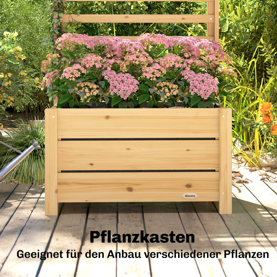 Højbed med espalier, træpotte med espalier, drænhul, fiberdug, 60 x 39 x 120 cm, naturtræ