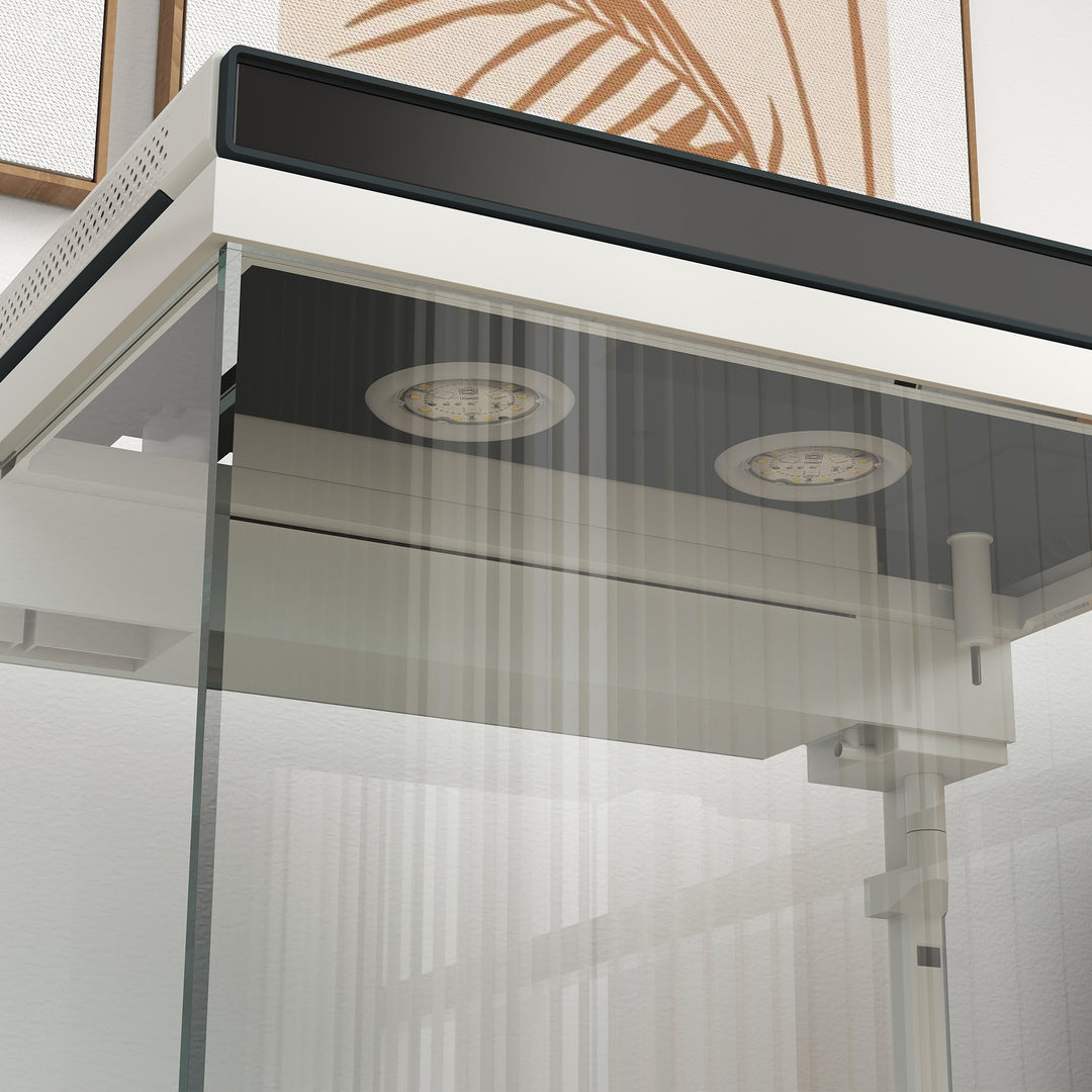 26-Liters akvarium med filter, led-belysning, vandpumpe, til forskellige fiskearter, ca. 38 x 26 x 38 cm