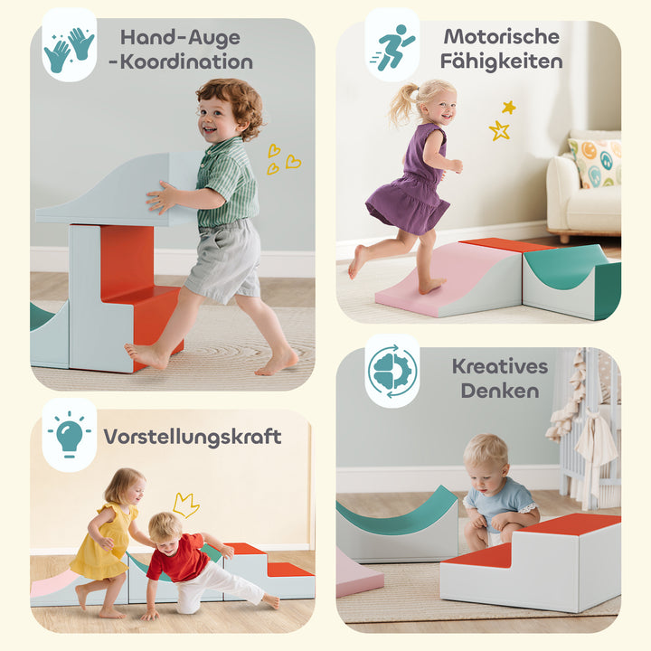 3-delt klatre- og kravlesæt til småbørn, kunstlæder, skum, lysegrå