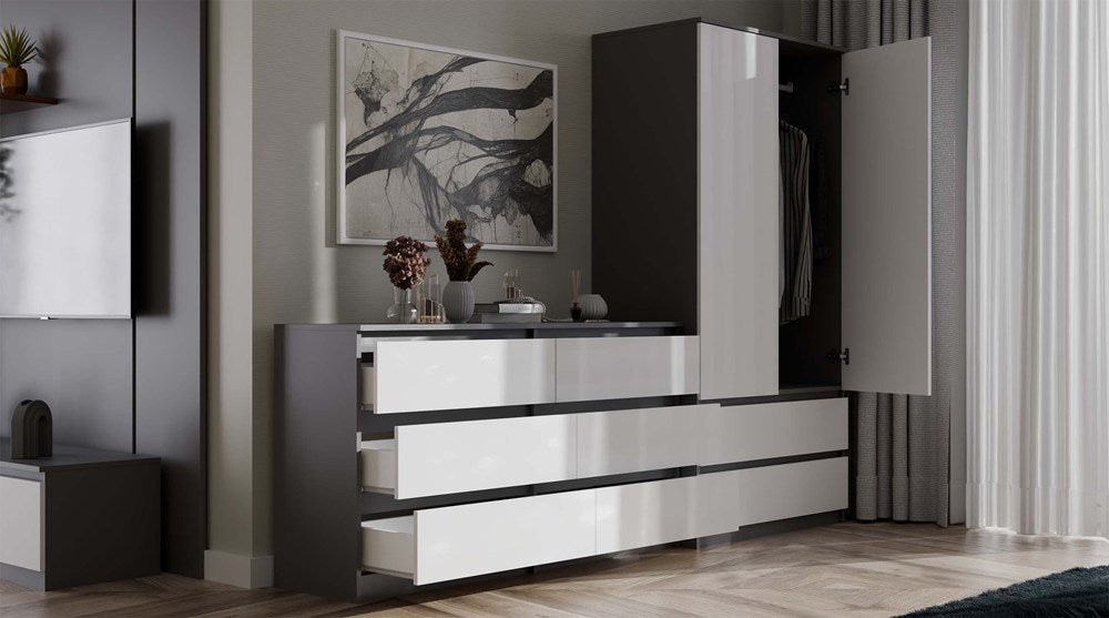 Klædeskab til soveværelse, Dybde: 50 cm Højde: 180 cm Bredde: 90 cm, hvid