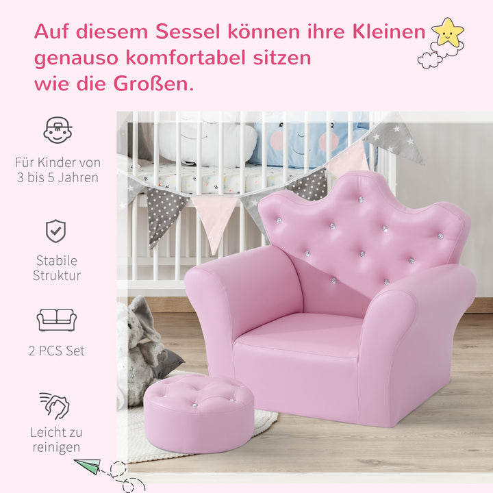 Legesofa til børn, børnesofa med fodskammel, børnesofa prinsesselegesofa børnesofa minisofa til hyggehjørne, børneværelse, legerum, soveværelse, lyserød