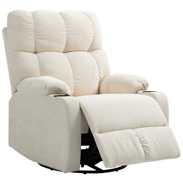 Afslappende lænestol med fodstøtte, lænestol, drejelig, op til 150 kg, stålstel, 88 x 96 x 108 cm, beige