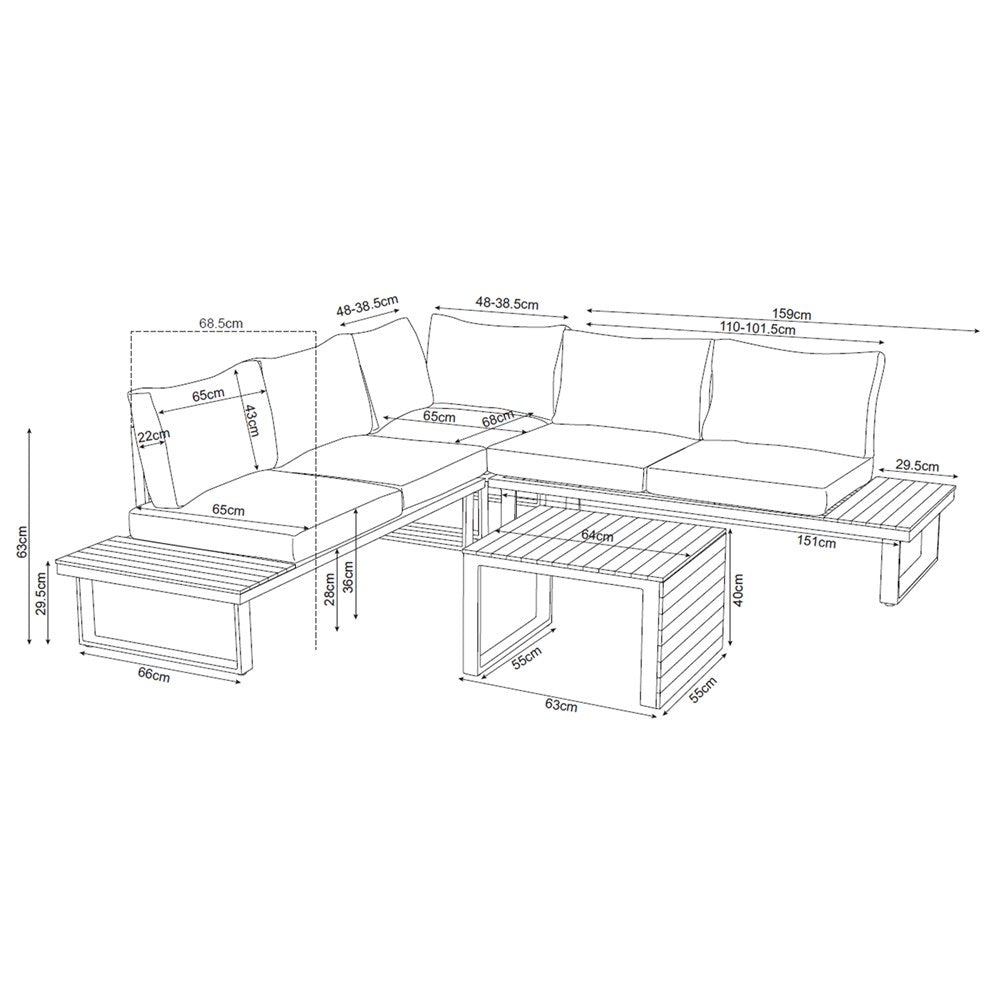 Komfortabelt loungesæt til terrasse og have, grå