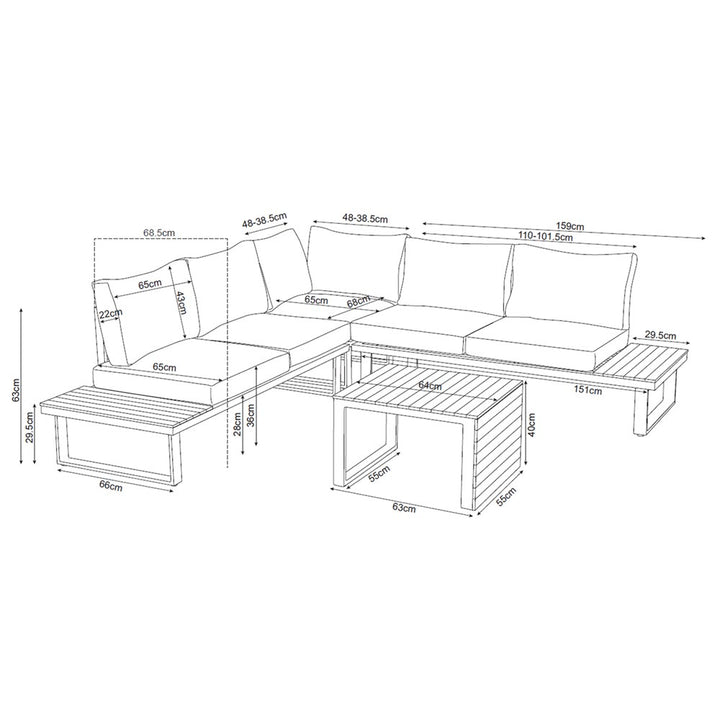 Komfortabelt loungesæt til terrasse og have, grå