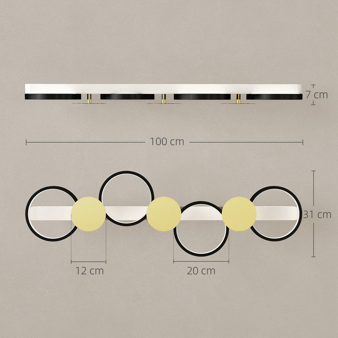 LED loftlampe 38W 1500LM 3000K-6500K, loftlampe til stue med 4 pærer, fjernbetjening, sort+guld