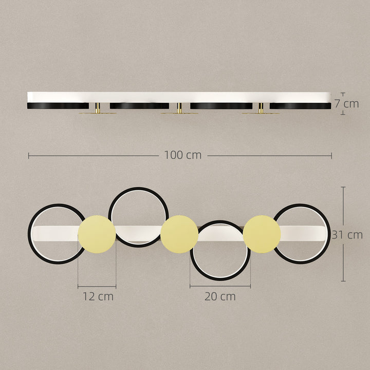 LED loftlampe 38W 1500LM 3000K-6500K, loftlampe til stue med 4 pærer, fjernbetjening, sort+guld