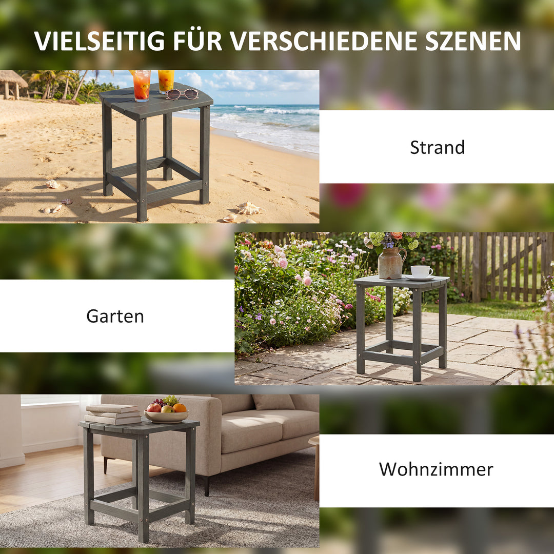 Havebord, vejrbestandigt balkonbord lavet af HDPE, udendørs spisebord/campingbord til have, terrasse, balkon, 48x37x46 cm, grå