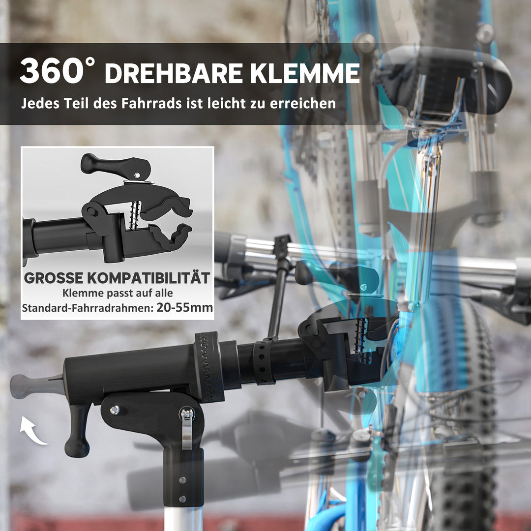 Cykelreparationsstativ, holder til cykler til vedligeholdelse og reparation, 40 kg bæreevne, højdejusterbar, sort