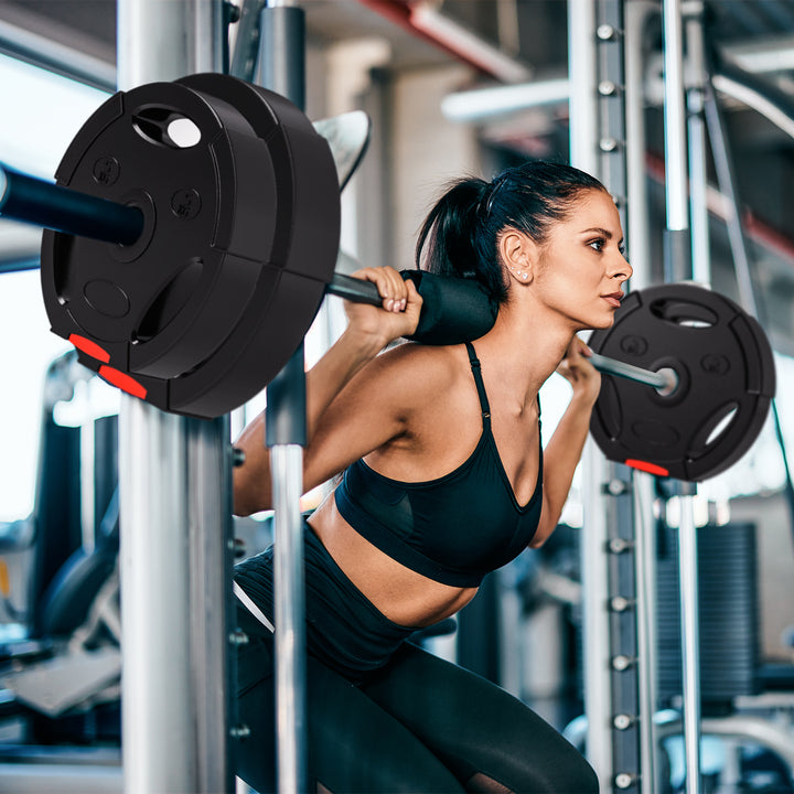 4-Delt vægtskivesæt til træning, fitnesscenter, hjemmetræning, styrketræning, 2 x 7,5 kg og 2 x 5 kg, sort