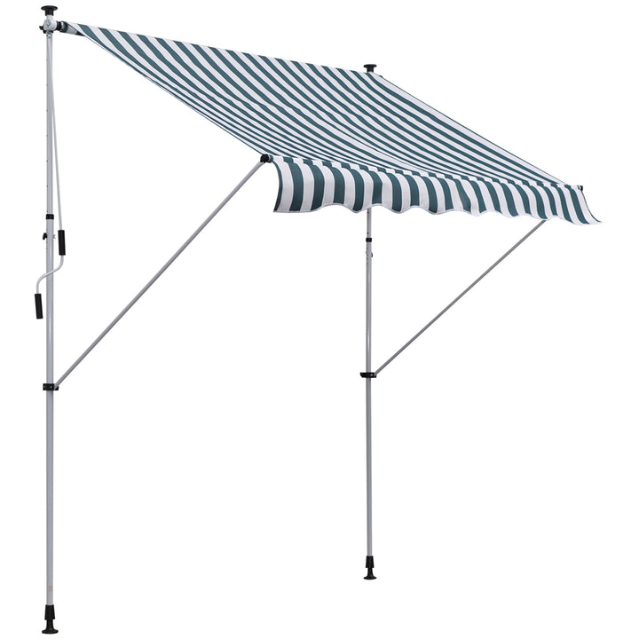 Klemmemarkise med håndsving, højdejusterbar, leddelt armmarkise, smudsafvisende, vejrbestandig, balkonmarkise 150 cm bred, terrassemarkise til terrasse, balkon, veranda, grøn