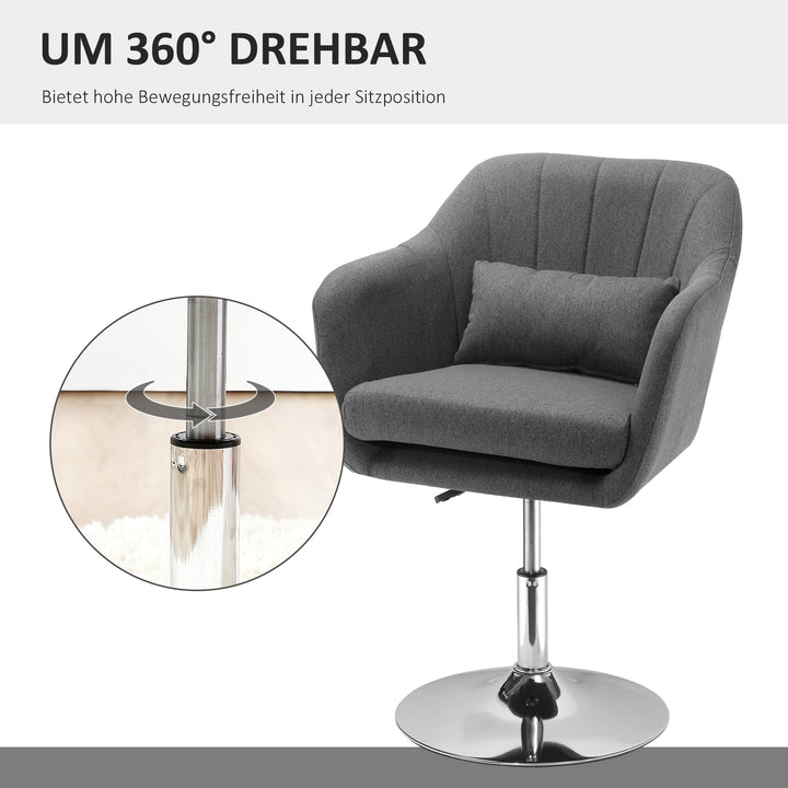 Drejestol, højdejusterbar kontorstol, hørlignende polyester, metal, 60 x 60 x 79-91 cm, mørkegrå