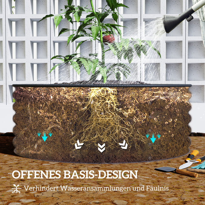 Højbed, galvaniseret plantekasse med sikkerhedskant, plantekasse med åben bund, 120 x 120 x 43 cm, cremehvid