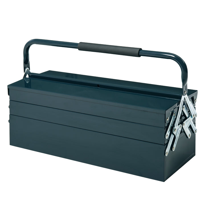 Værktøjskuffert værktøjskasse 5 rum foldbar stål (spcc) mørkegrøn 56 x 20 x 41 cm