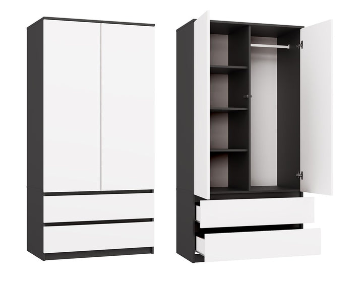 Klædeskab til soveværelse, Dybde: 50 cm Højde: 180 cm Bredde: 90 cm, hvid