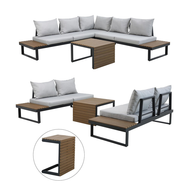 Komfortabelt loungesæt til terrasse og have, grå