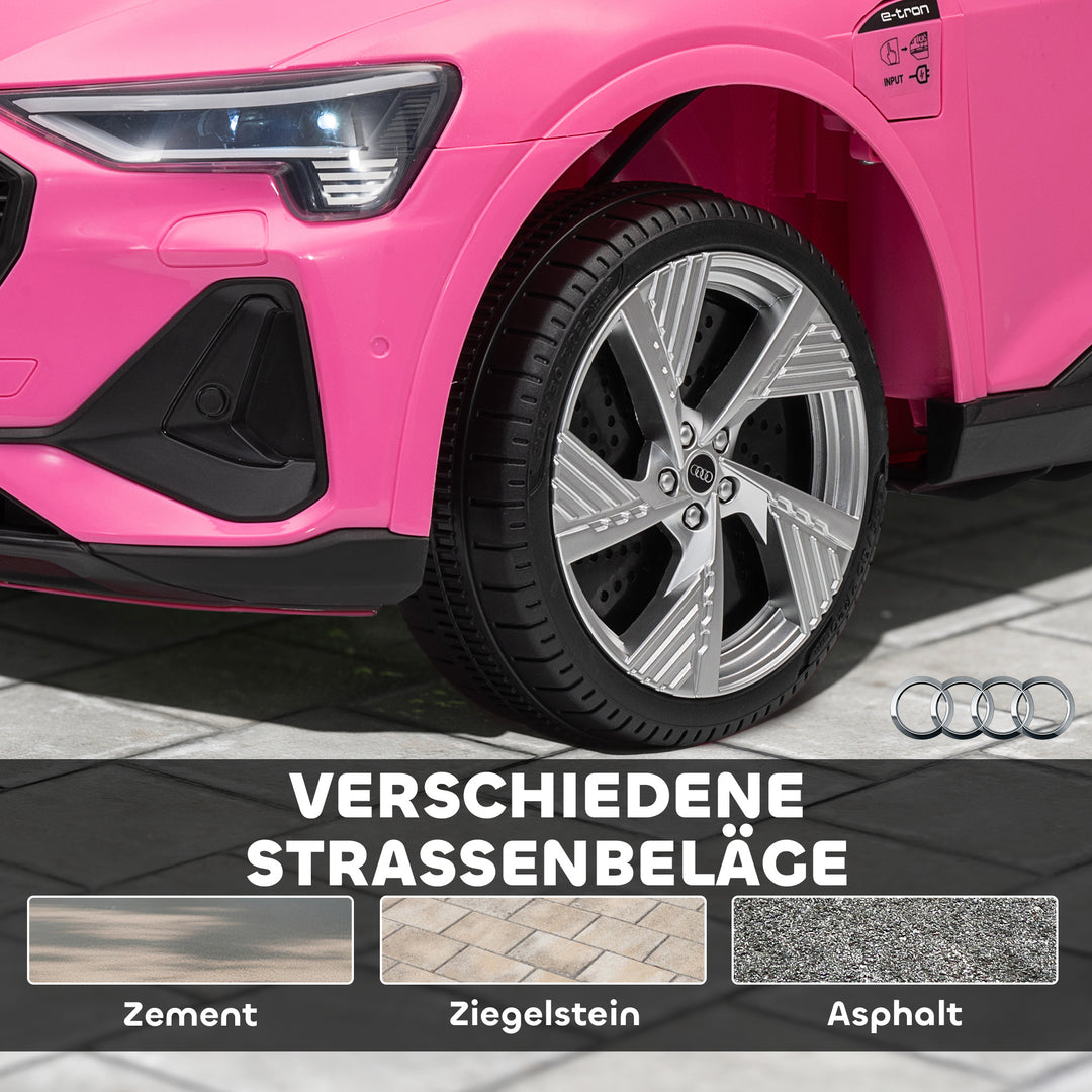 Elektrisk børnebil 12V elbil Audi E-tron elbil med fjernbetjening, sikkerhedssele, til 3-5 år