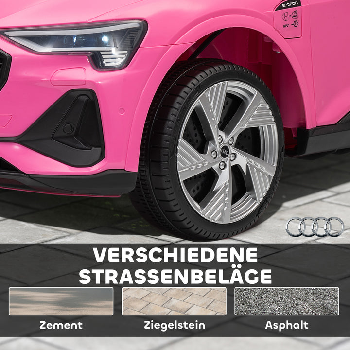Elektrisk børnebil 12V elbil Audi E-tron elbil med fjernbetjening, sikkerhedssele, til 3-5 år