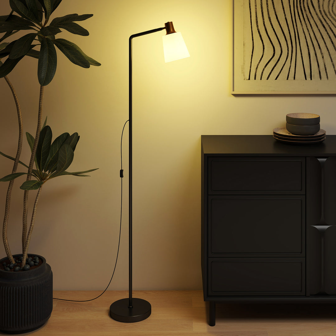 LED-gulvlampe til stuen, gulvlampe med 350° drejeligt hoved, fås i farvetemperaturer 3000K/4000K/6500K, sort