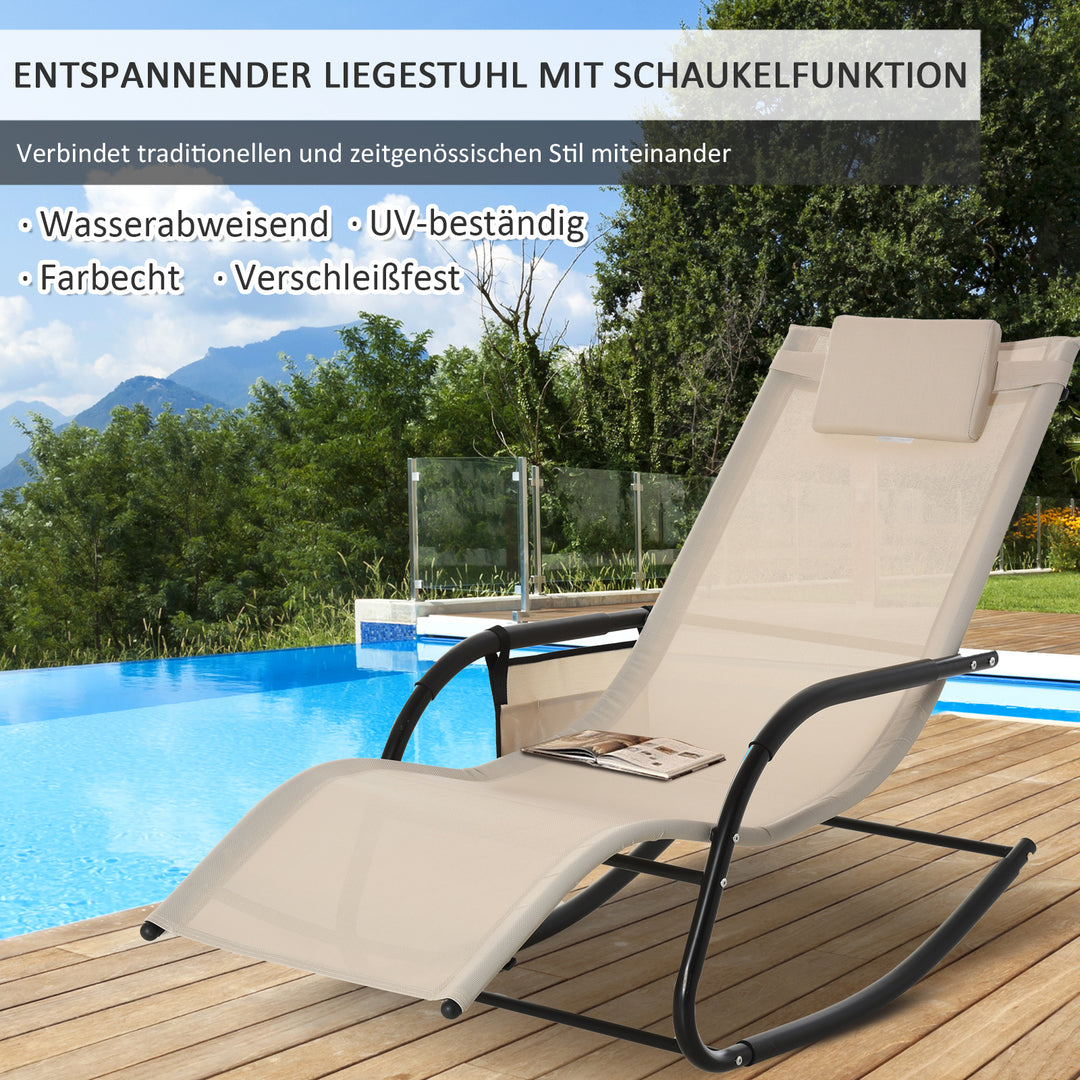 Gyngestol, gyngestol, havestol, gyngestol, metalnet, beige, 150 x 62 x 88 cm