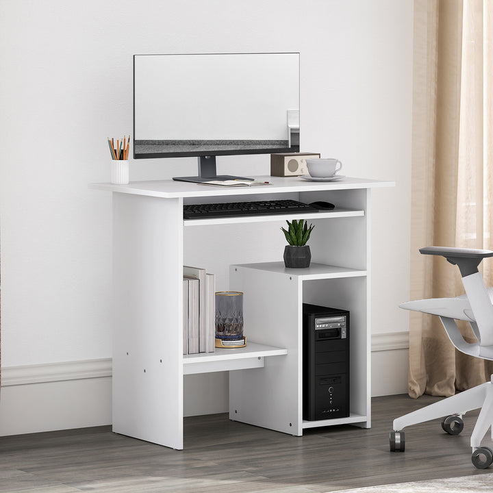 Computerbord, skrivebord, spånplade, metal, 80 x 45 x 75 cm, hvid