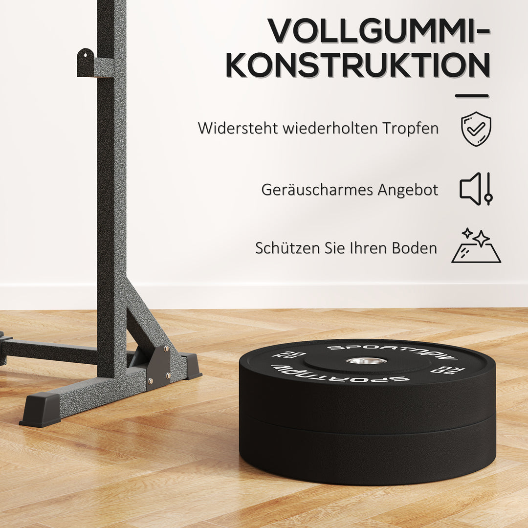 Vægtskiver, 2 x 20 kg, olympisk standard, gummi, støjsvag, sort