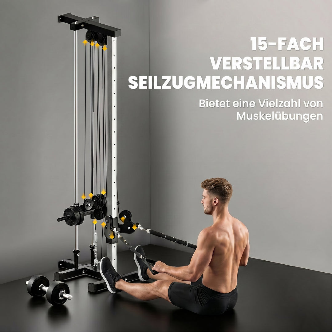 Højdejusterbart kraftværk 25-165 cm med dobbelte remskivesystemadaptere 62 x 60 x 200 cm Sort