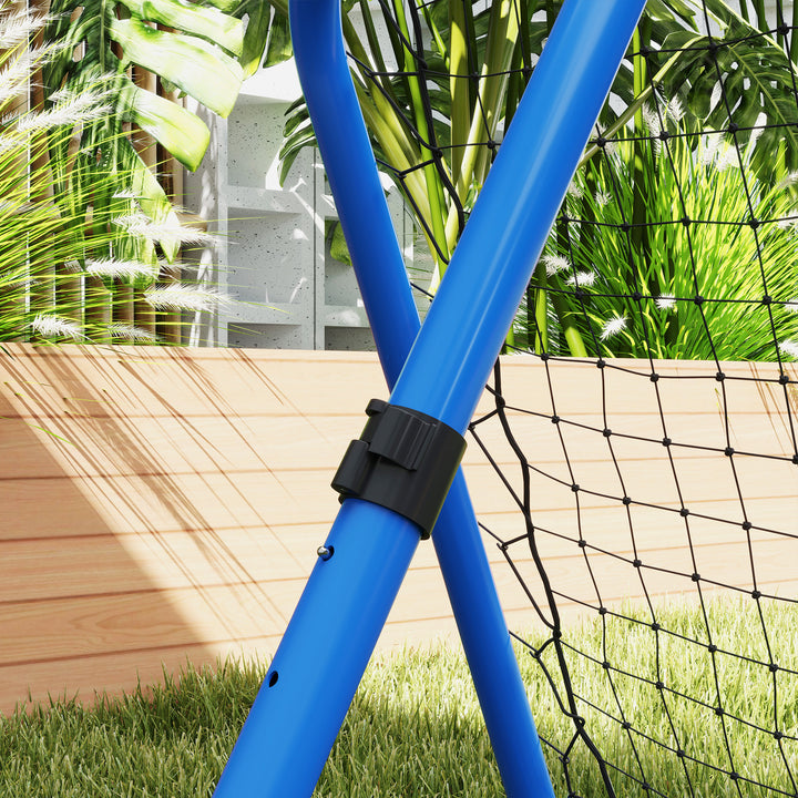 Fodbold reboundernet, foldbart, rebound wall, justerbar i 5 niveauer, metal, 78 x 84 x 65-78 cm, blå