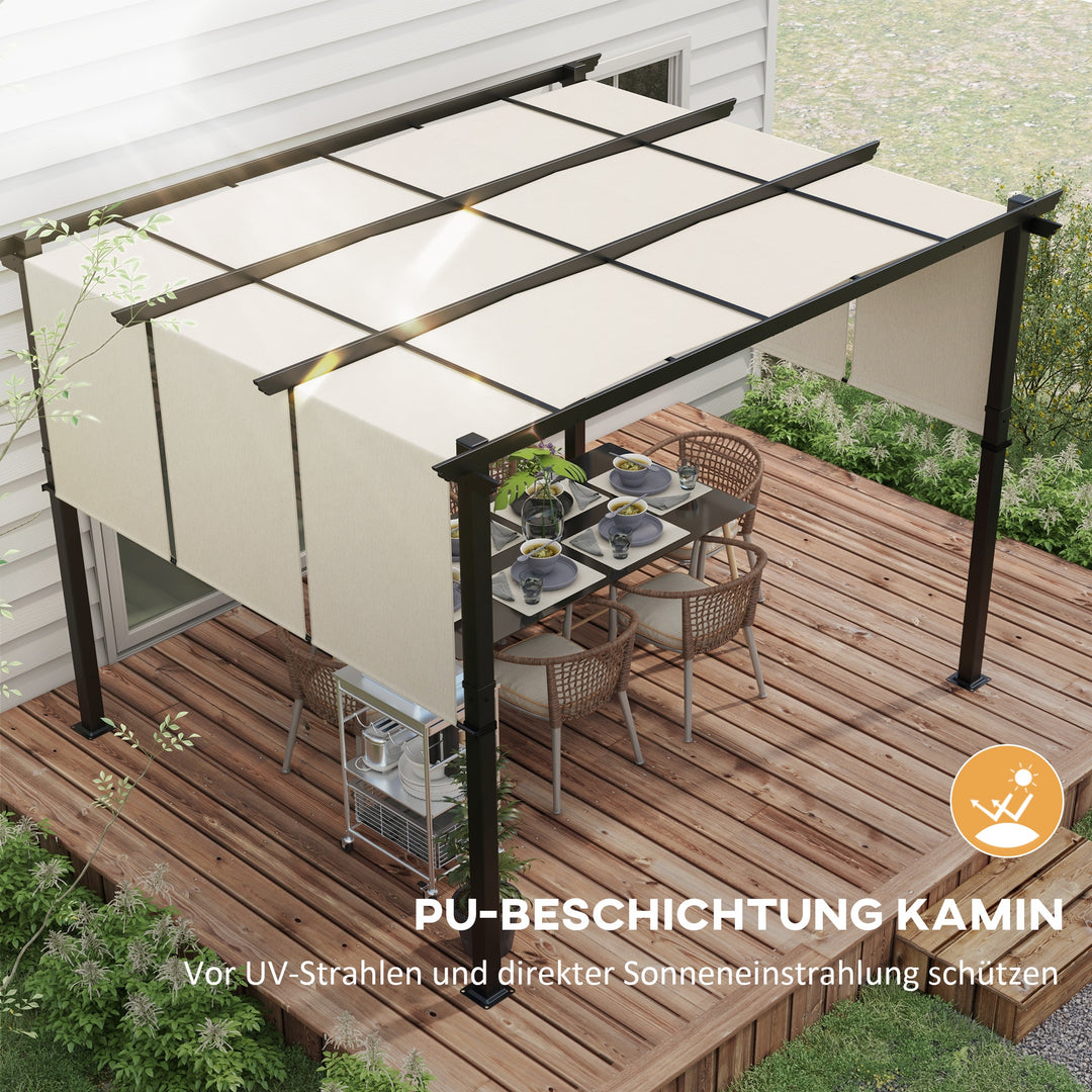Markise/solsejl. Pergola, vejrbestandig, inklusive monteringsbeslag, 3 x 3,5 m, beige
