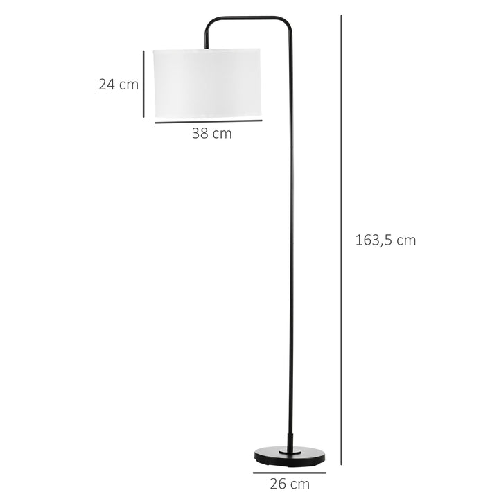 Gulvlampe med fodkontakt, gulvlampe med stofskærm, stål, hvid