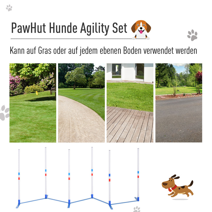 Agility set hunde 6-delt agilityudstyr til hundetræning foldbart forhindringssæt med 6 slalomstave bæretaske træningstilbehør koordinationstræning agilitysæt til spiltræning