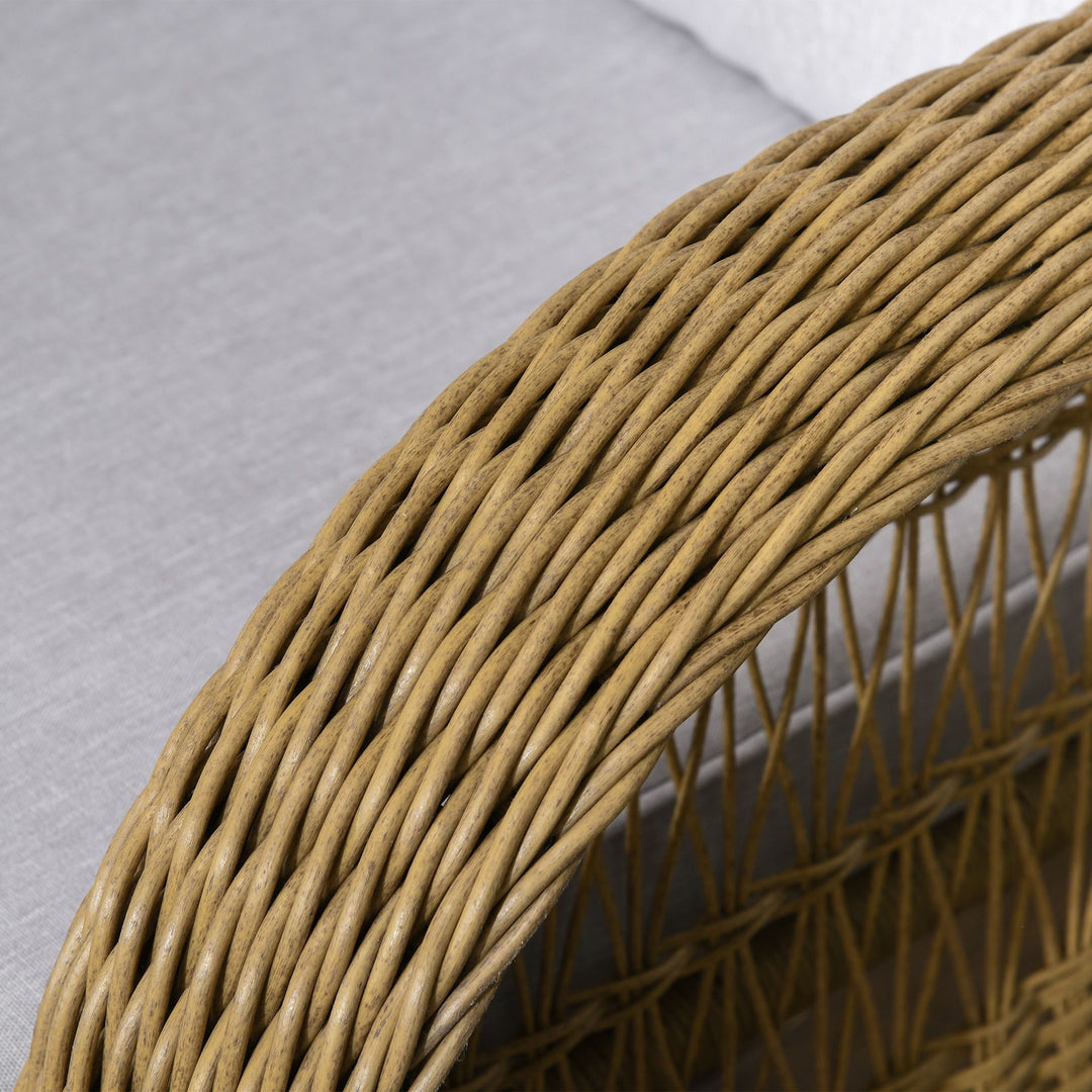 Gyngestol i bohemestil, PE-rattan, gyngestol i rattan, vaskbare hyndebetræk, natur + lysegrå