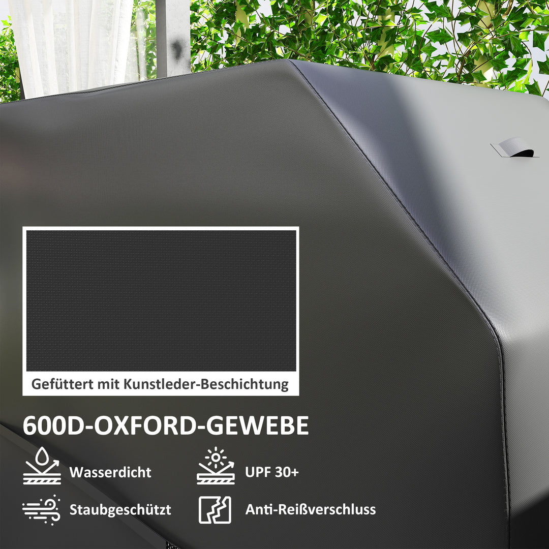 Grillovertræk bbq-overtræk med velcrolukning sort, 147 x 61 x 122 cm