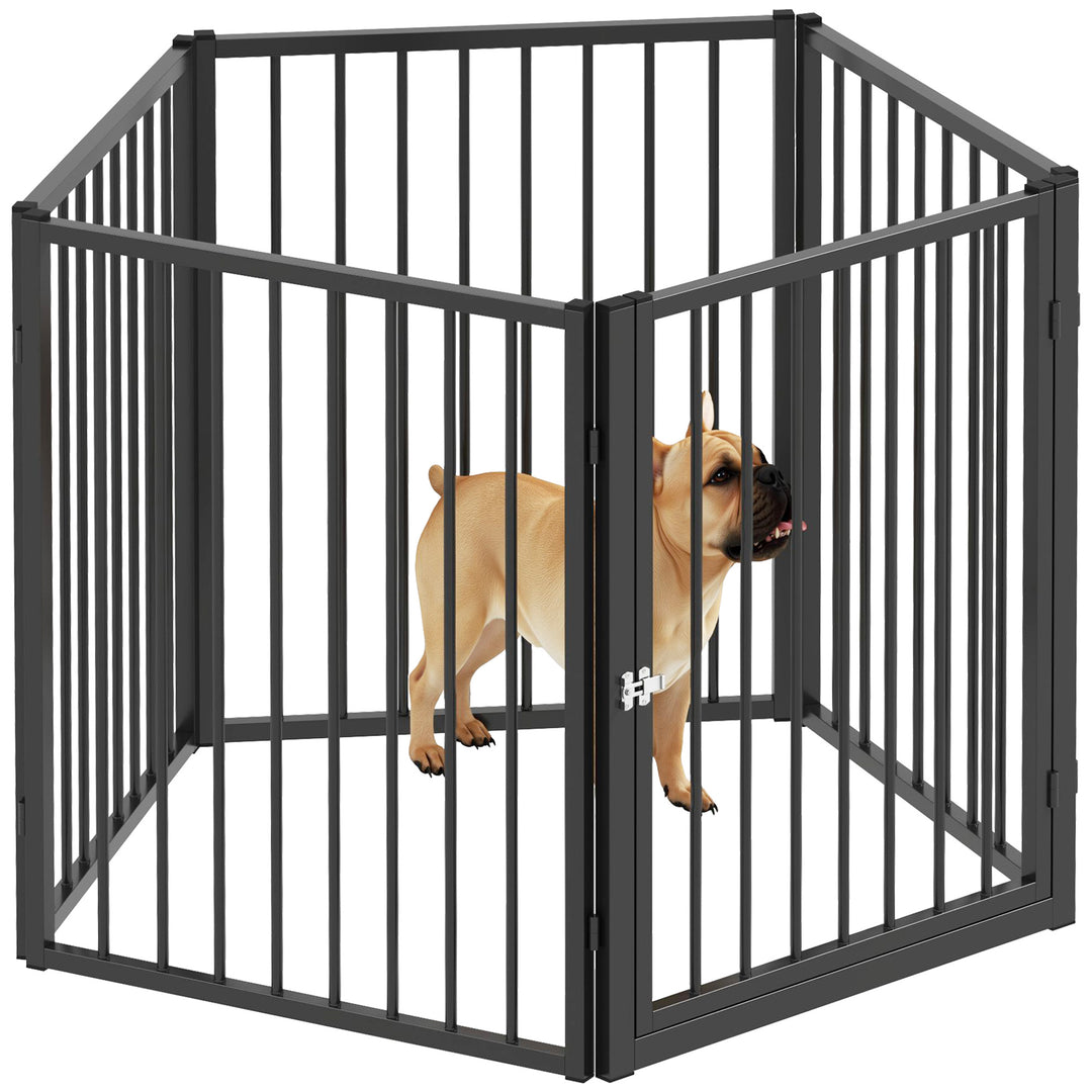 Hundepark, dyrepark, 5 paneler, bærbart foldbart hegn, sikkert, sort