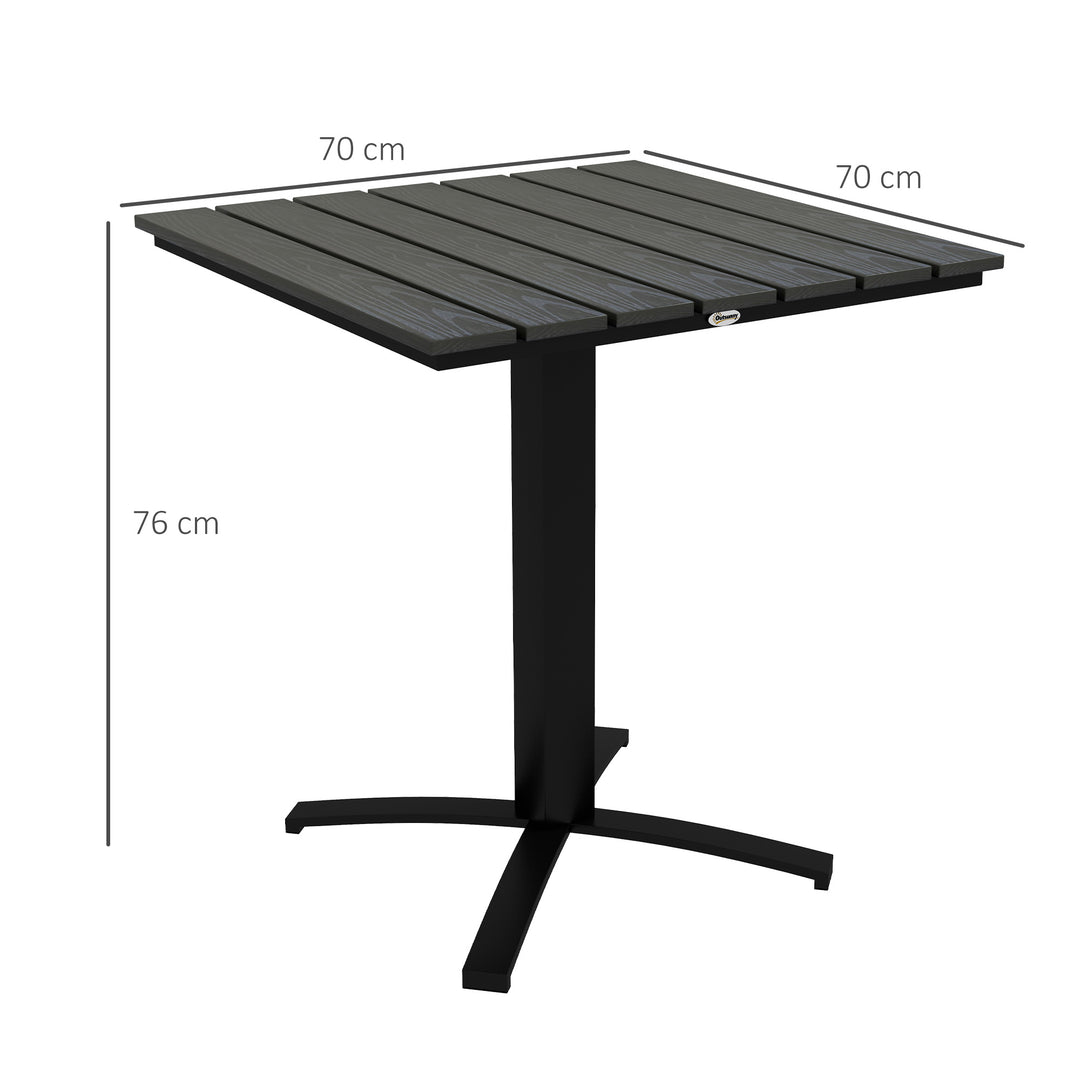 Havebord, til 4 personer, trælook, aluminiumsramme, 70 x 70 x 76 cm, grå