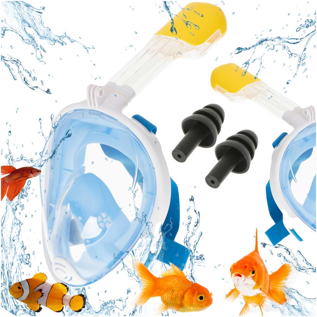 Fuldt foldbar snorkelmaske L/XL blå
