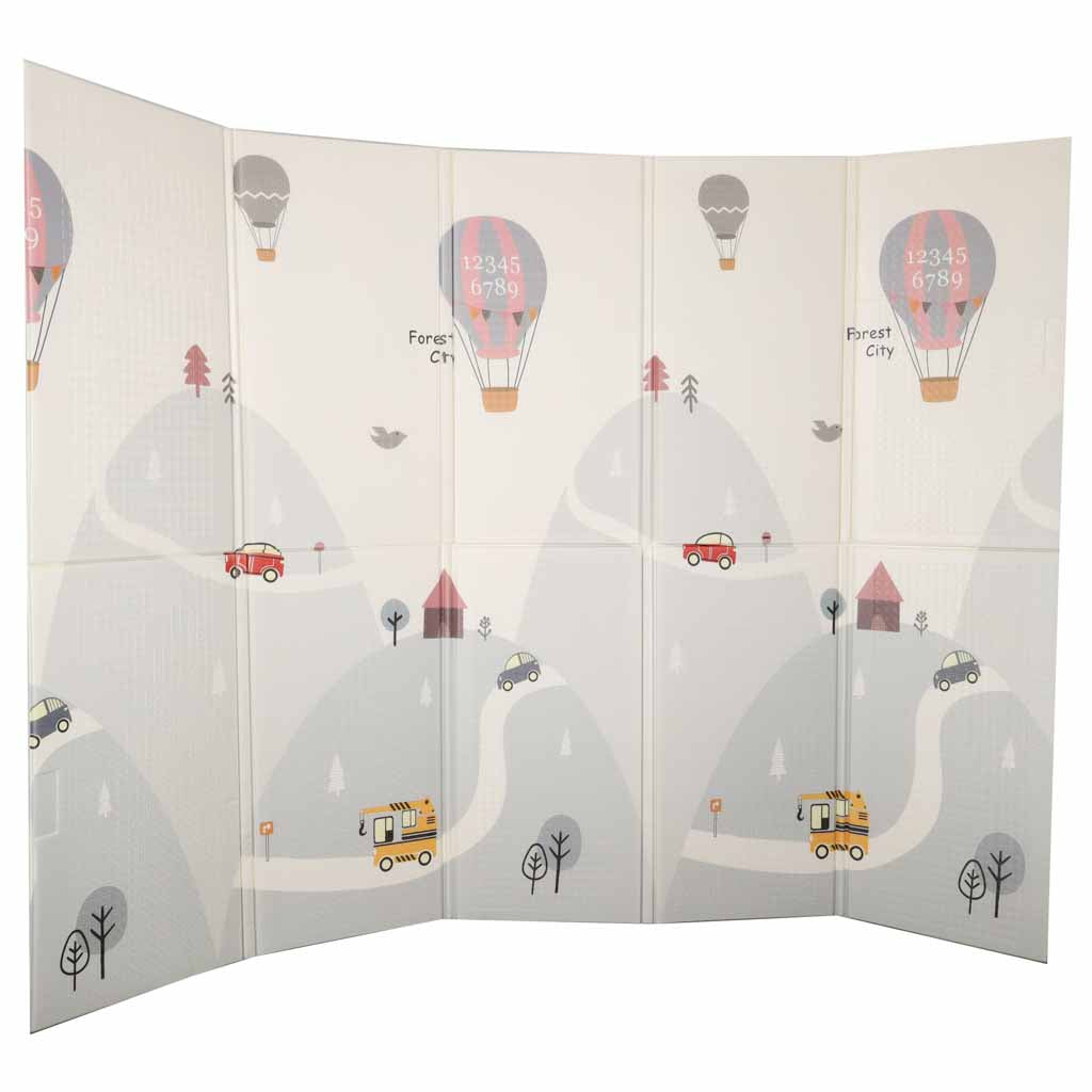Pædagogisk skummåtte dobbeltsidet foldbar 150x200cm balloner gade