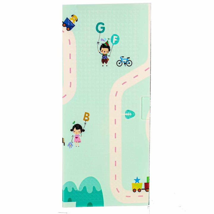 Pædagogisk skummåtte dobbeltsidet foldbar panda street 180 x 200 cm