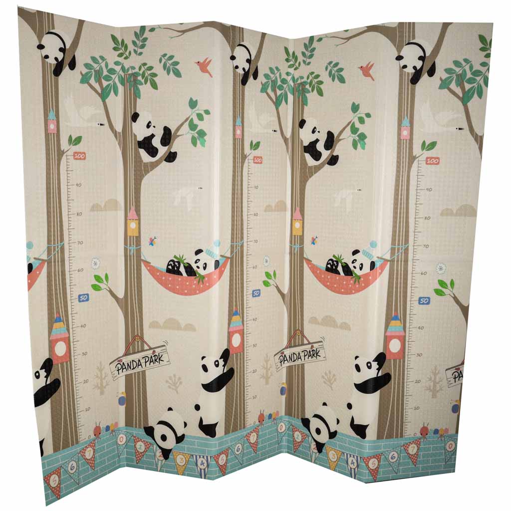 Pædagogisk skummåtte dobbeltsidet foldbar panda street 180 x 200 cm