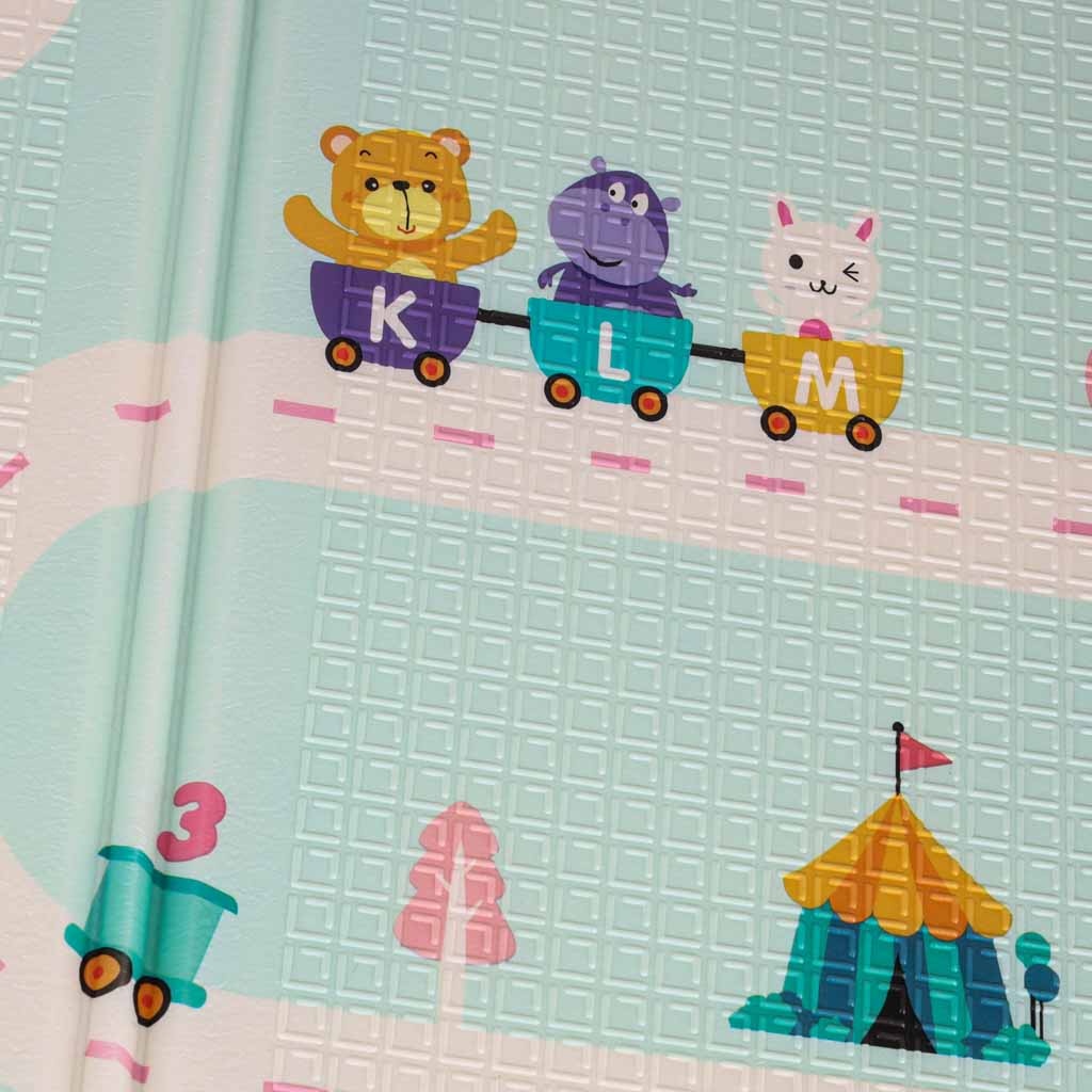 Pædagogisk skummåtte dobbeltsidet foldbar panda street 180 x 200 cm