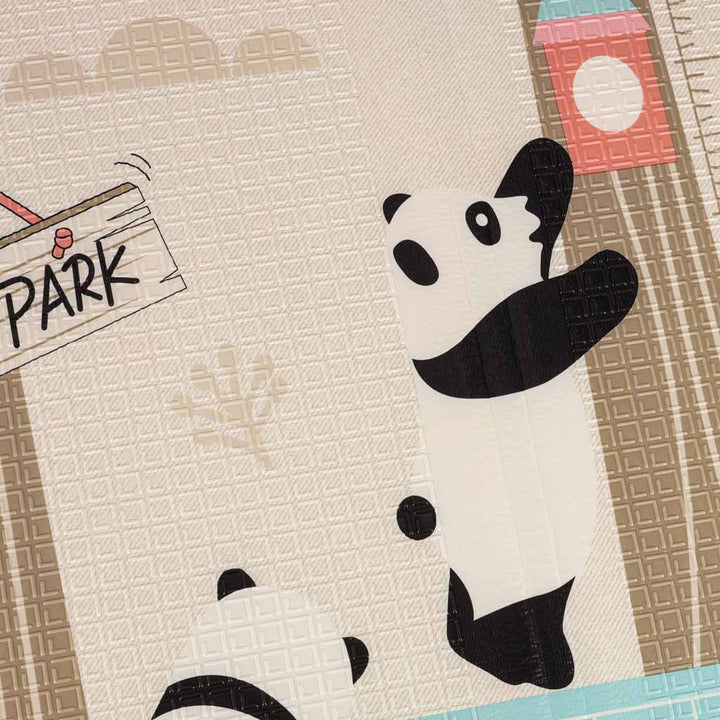 Pædagogisk skummåtte dobbeltsidet foldbar panda street 180 x 200 cm