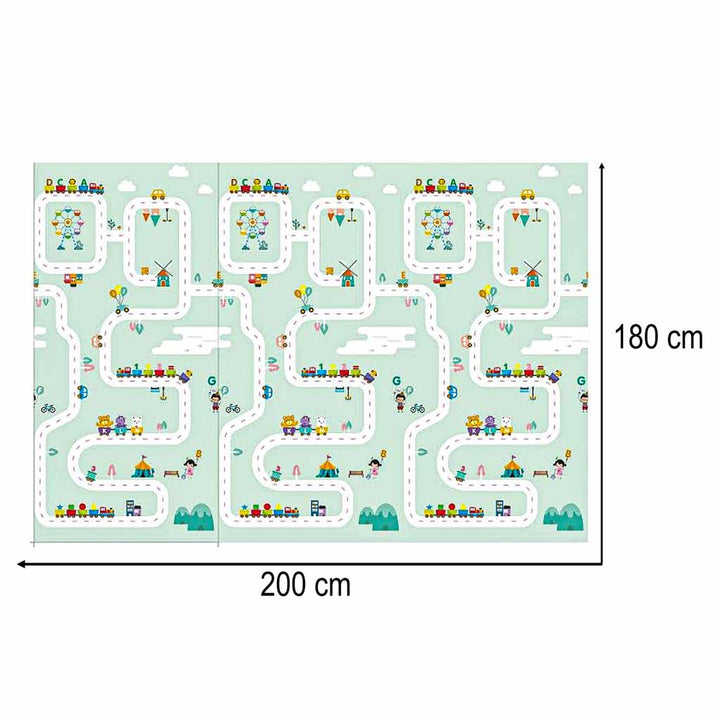 Pædagogisk skummåtte dobbeltsidet foldbar panda street 180 x 200 cm