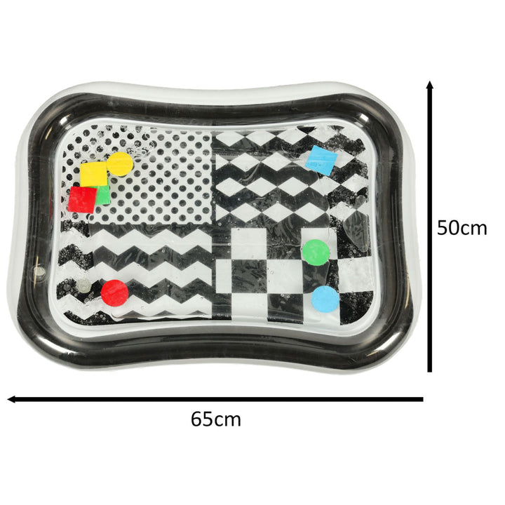 Oppustelig vandmåtte med kontrasterende sorte og hvide mønstre 65 cm x 50 cm