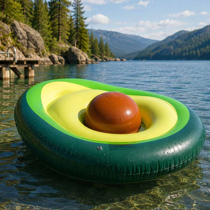 Oppustelig svømmemadras med avocadobold med frø 150 cm XL